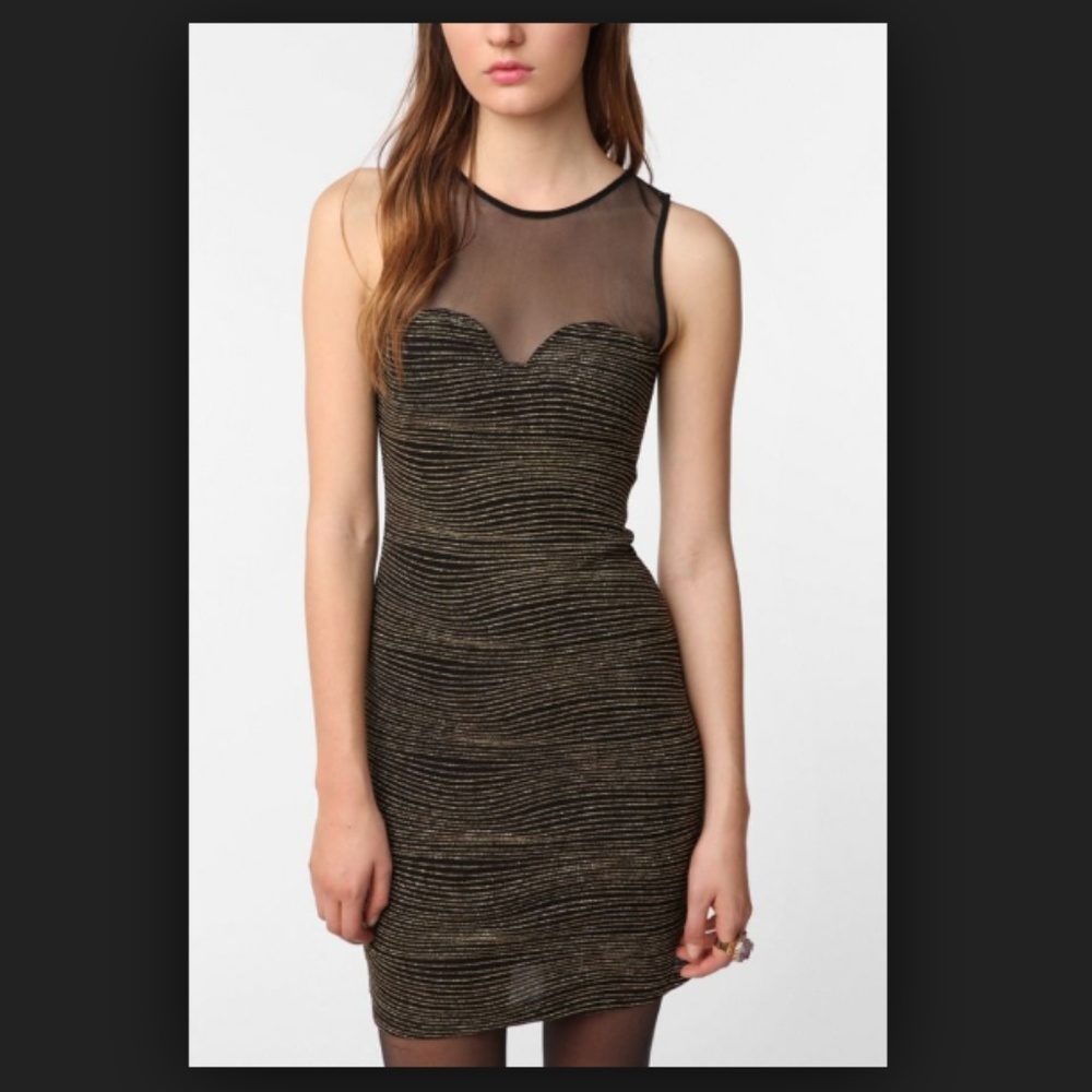 UO Sparkle & Fade Mesh Metallic Dress Size Medium